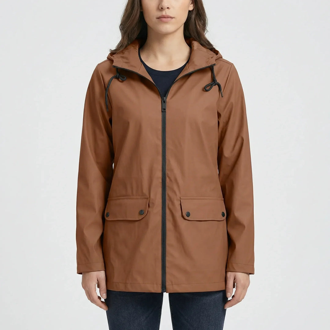 Stormelle - Giacca lunga con cappuccio e idrorepellente