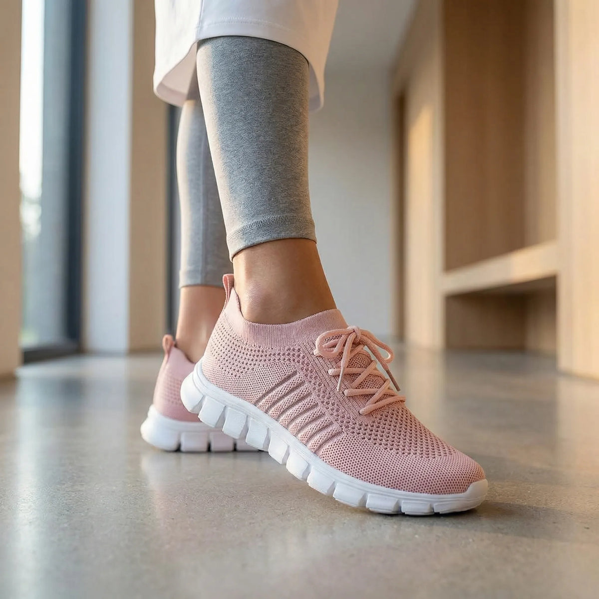 Sneaker In Maglia Con Lacci Per Donna