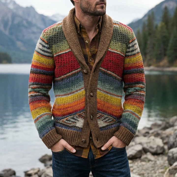 Strivox - Cardigan a righe in maglia con apertura frontale