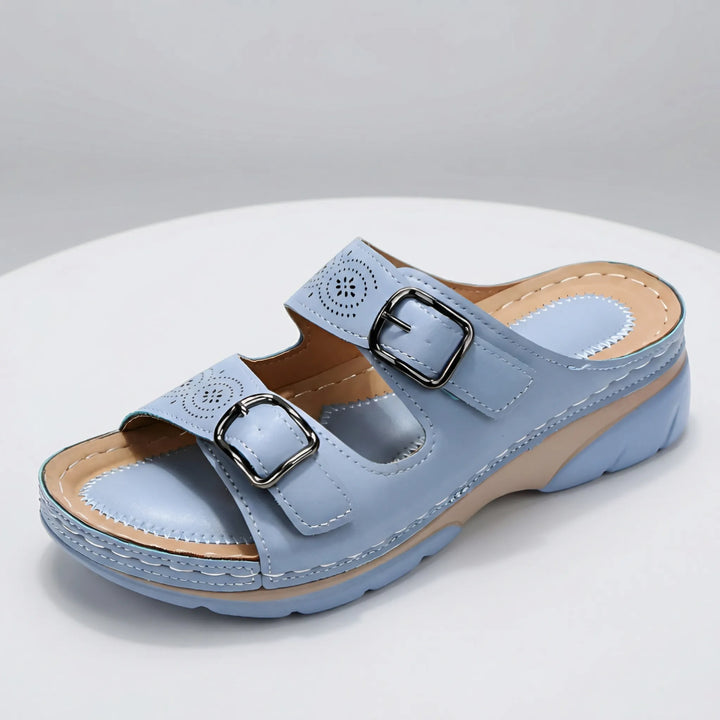 Strollva - Slip-On Wedge Sandal With Buckle Straps