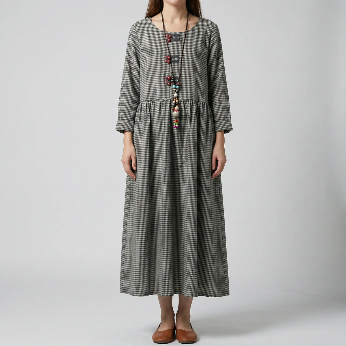 Abito Maxi Donna Manica Lunga Alta Vita