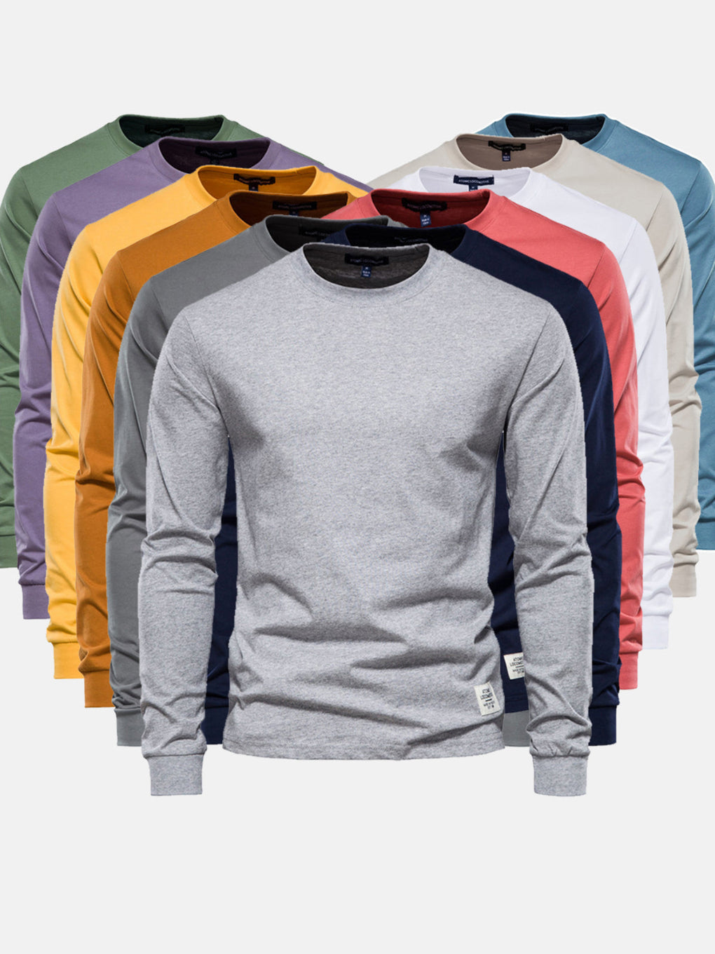 Camicia in Cotone a Maniche Lunghe per Uomo con Collo Rotondo