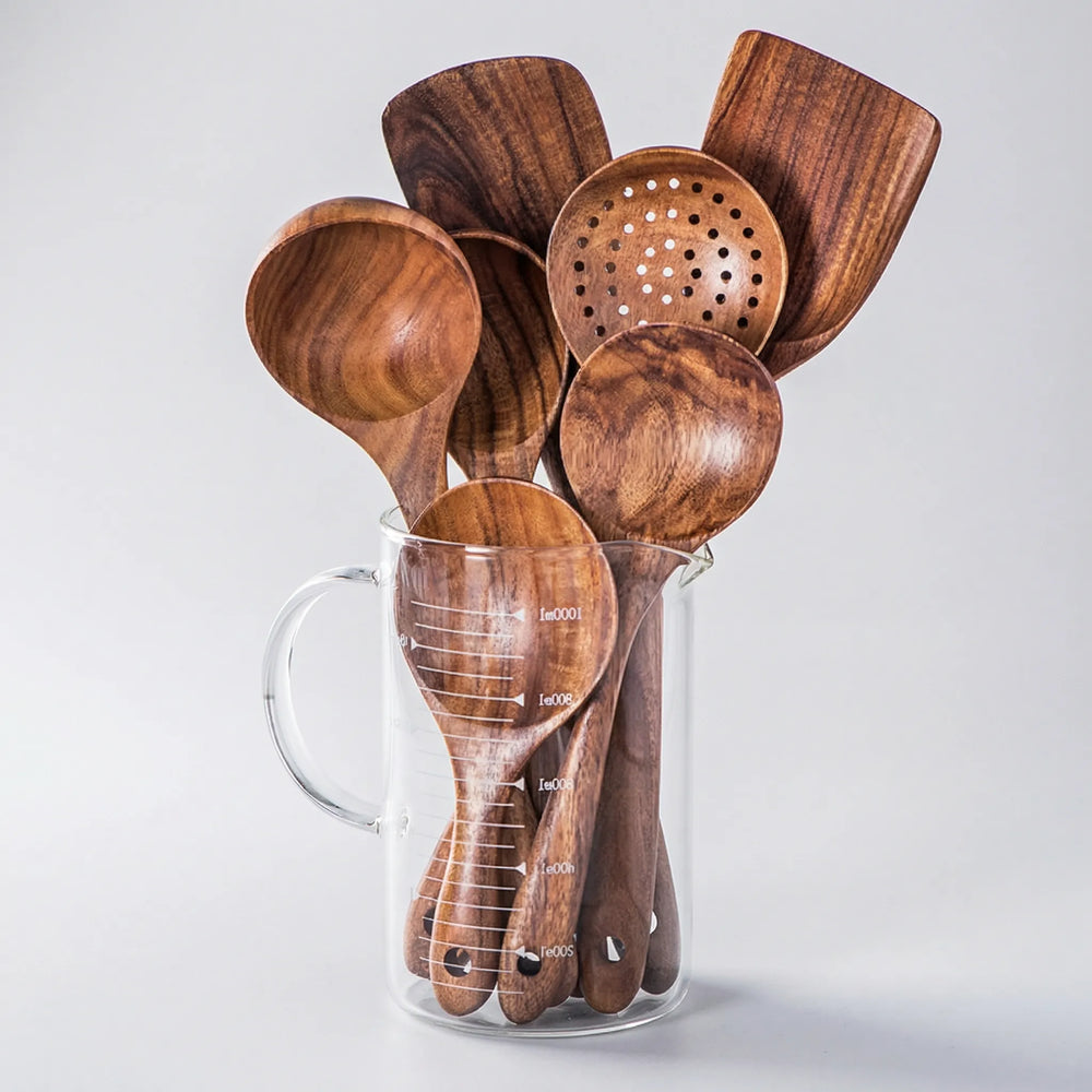 Teakivo - Set di 7 utensili in legno realizzati a mano