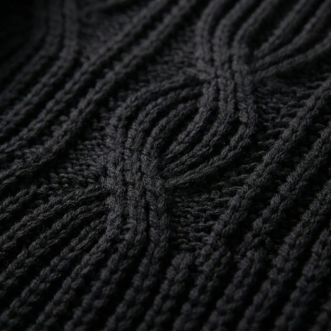 Texturra - Maglione pullover a collo alto con lavorazione a trecce