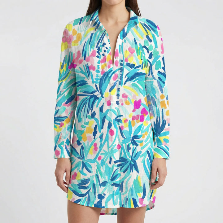Tidalora - Abito camicia con bottoni e stampa tie-dye