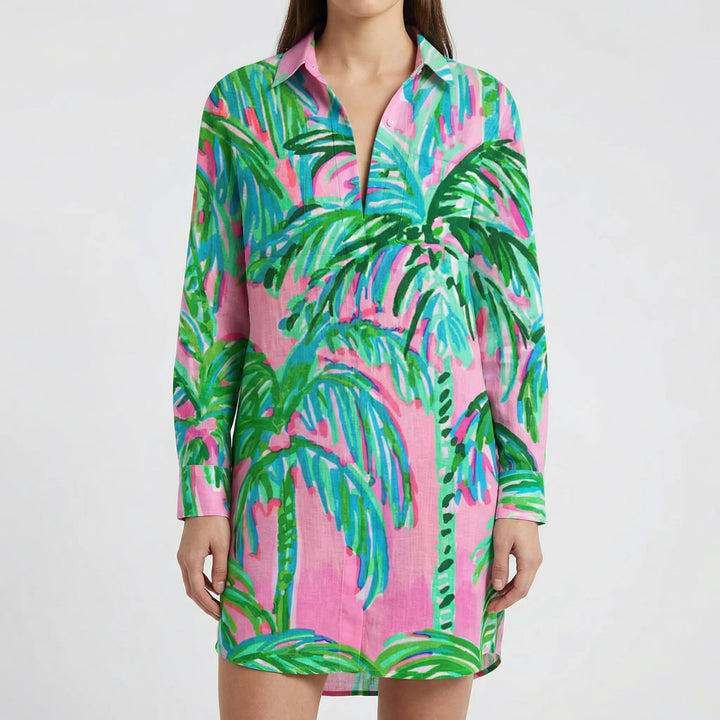 Tidalora - Abito camicia con bottoni e stampa tie-dye