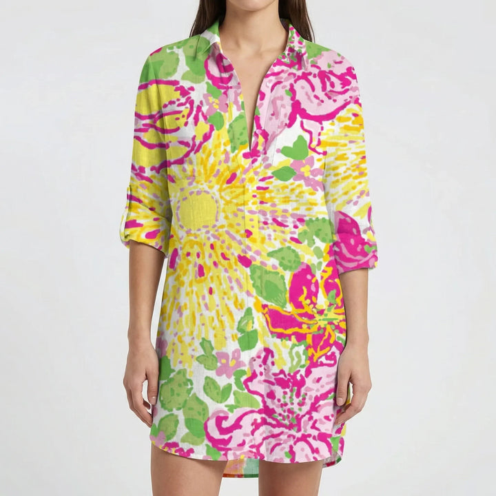 Tidalora - Abito camicia con bottoni e stampa tie-dye