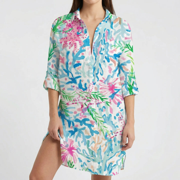 Tidalora - Abito camicia con bottoni e stampa tie-dye