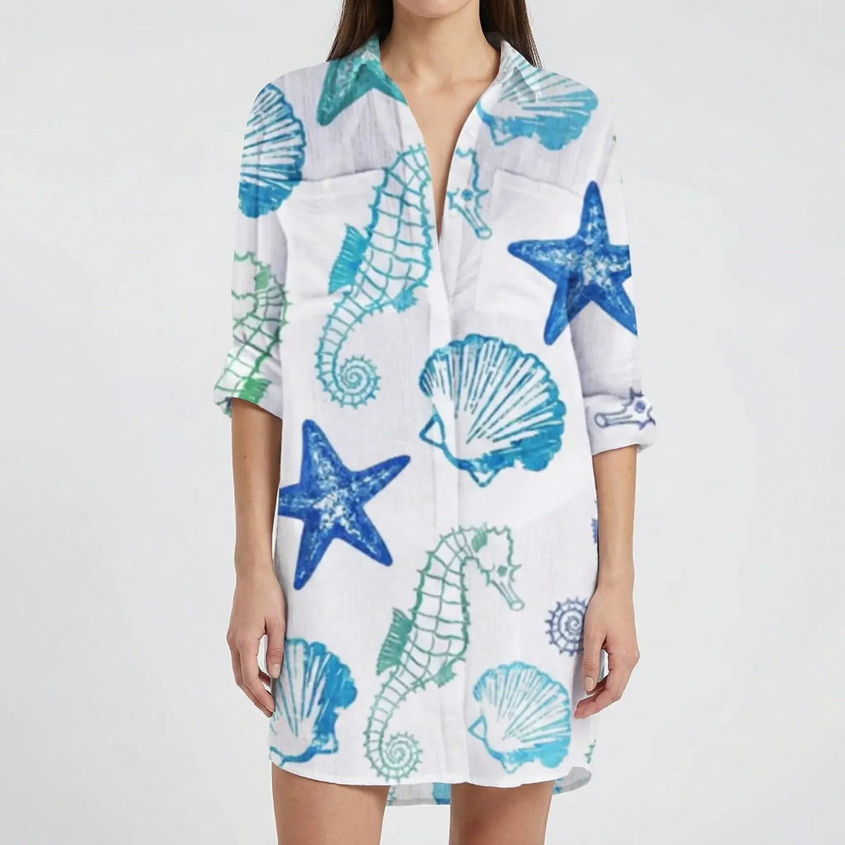 Abito Camicia con Bottoni Stampa Tie-Dye