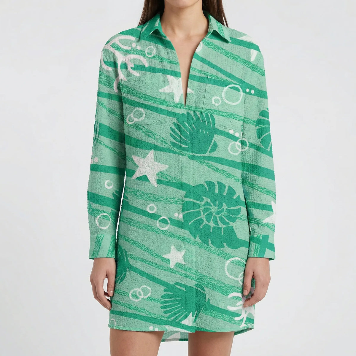 Abito Camicia con Bottoni Stampa Tie-Dye