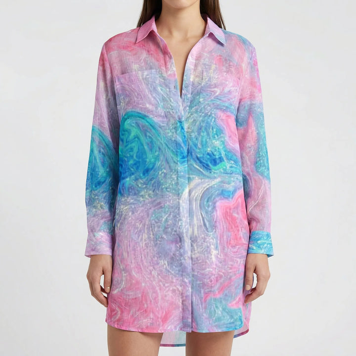 Tidalora - Abito camicia con bottoni e stampa tie-dye