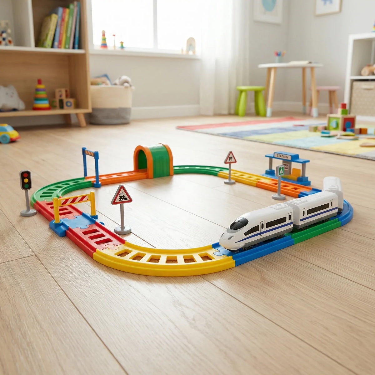 Set di Pista per Treno a Blocchi Colorati
