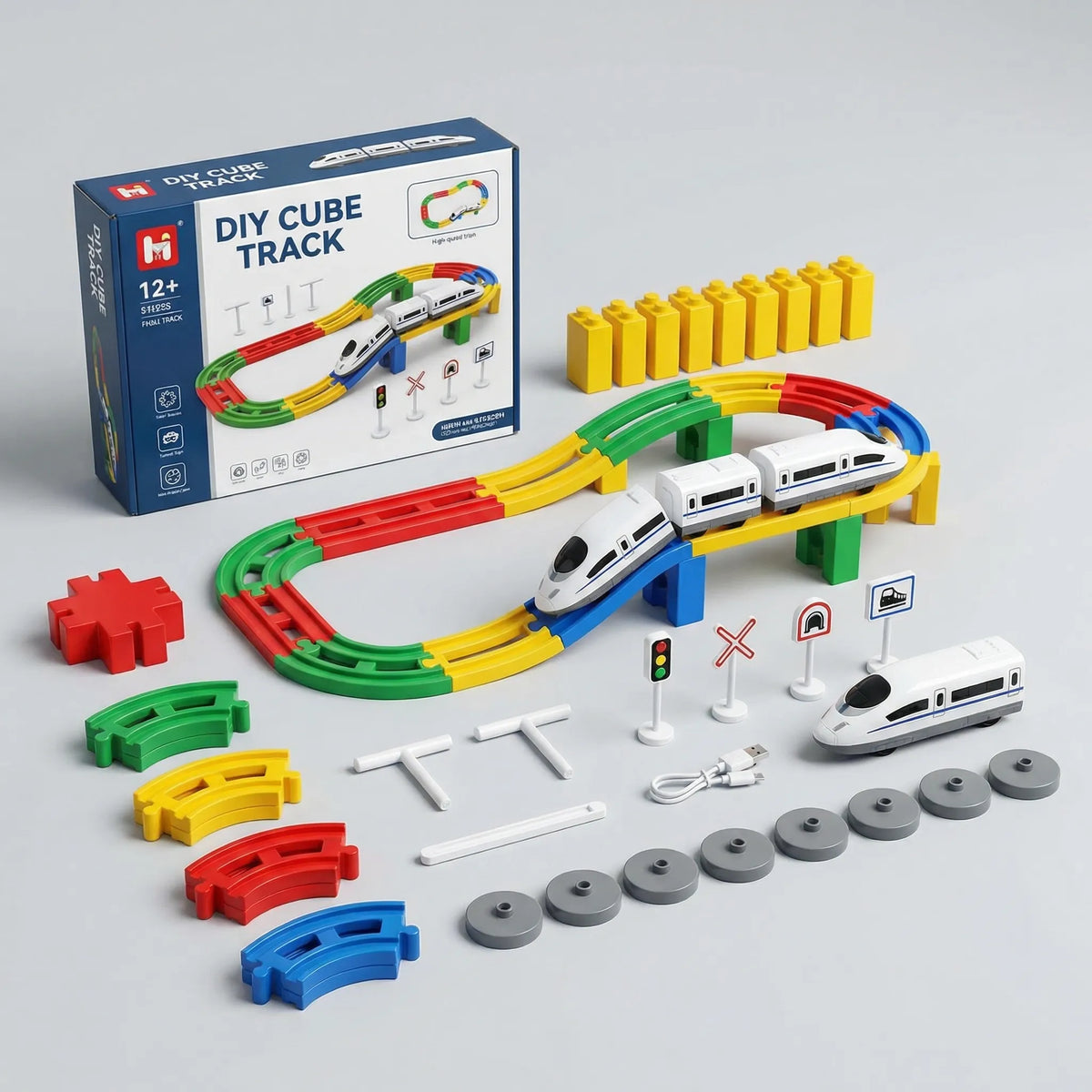 Set di Pista per Treno a Blocchi Colorati