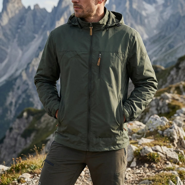 Trailvent - Giacca a guscio da uomo con cappuccio per attività all'aperto