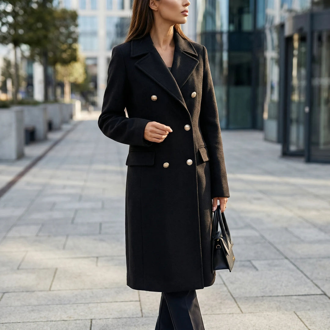 Trestona - Cappotto da donna doppiopetto di media lunghezza