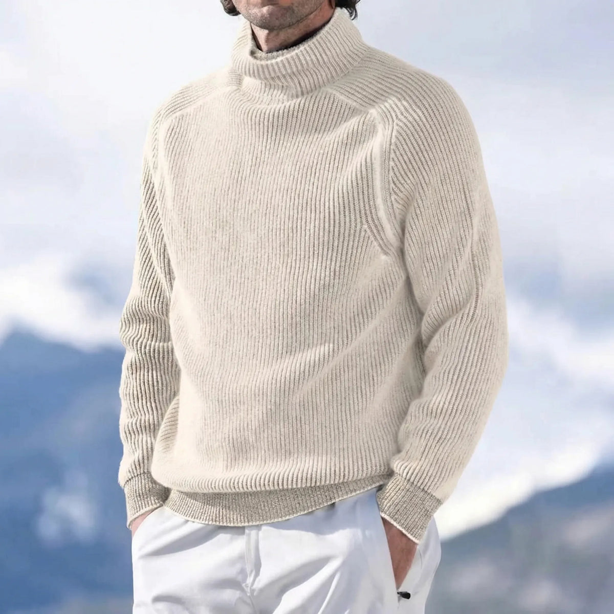 Maglione Fine Jersey Collo Alto per Uomo