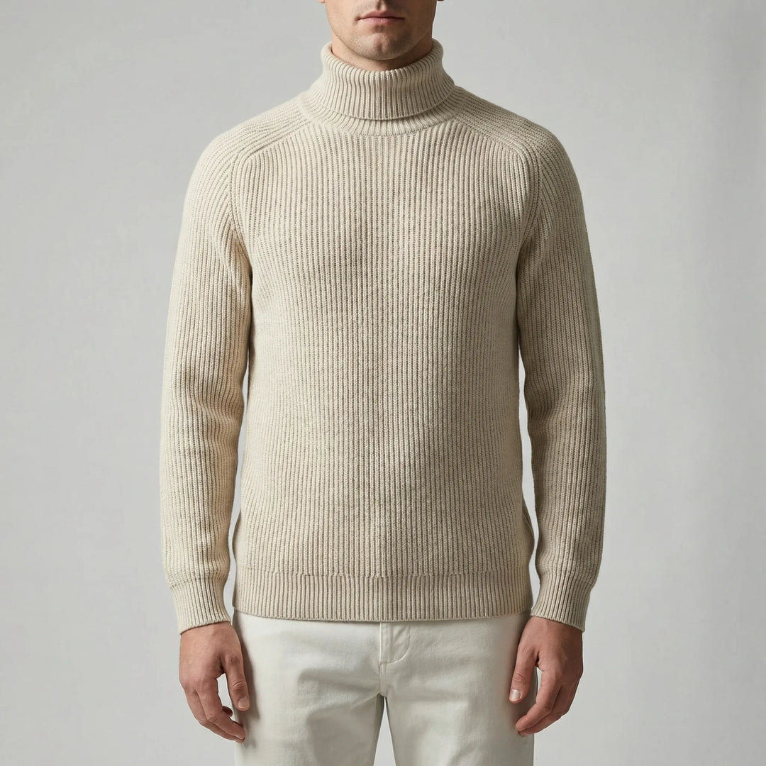 Turtwick - Maglione classico a collo alto in maglia fine