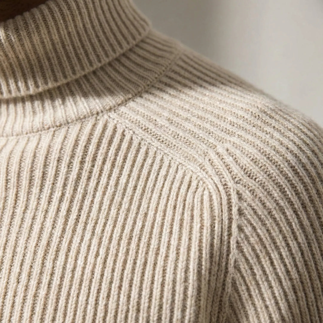 Turtwick - Maglione classico a collo alto in maglia fine