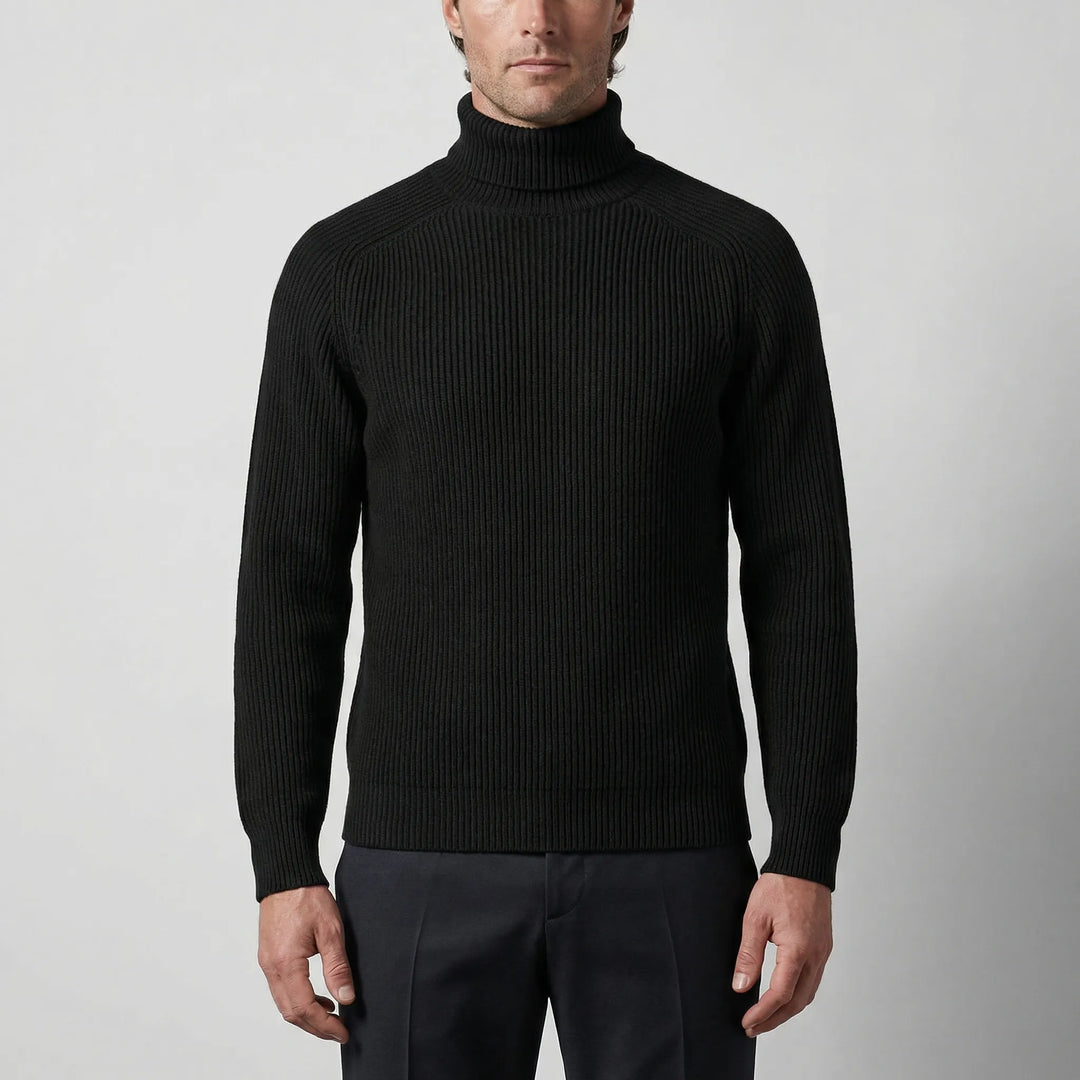 Turtwick - Maglione classico a collo alto in maglia fine