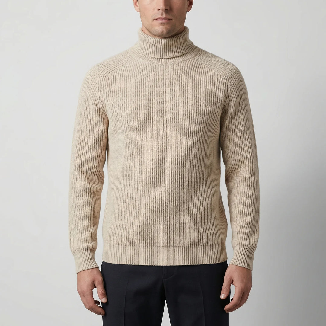 Turtwick - Maglione classico a collo alto in maglia fine