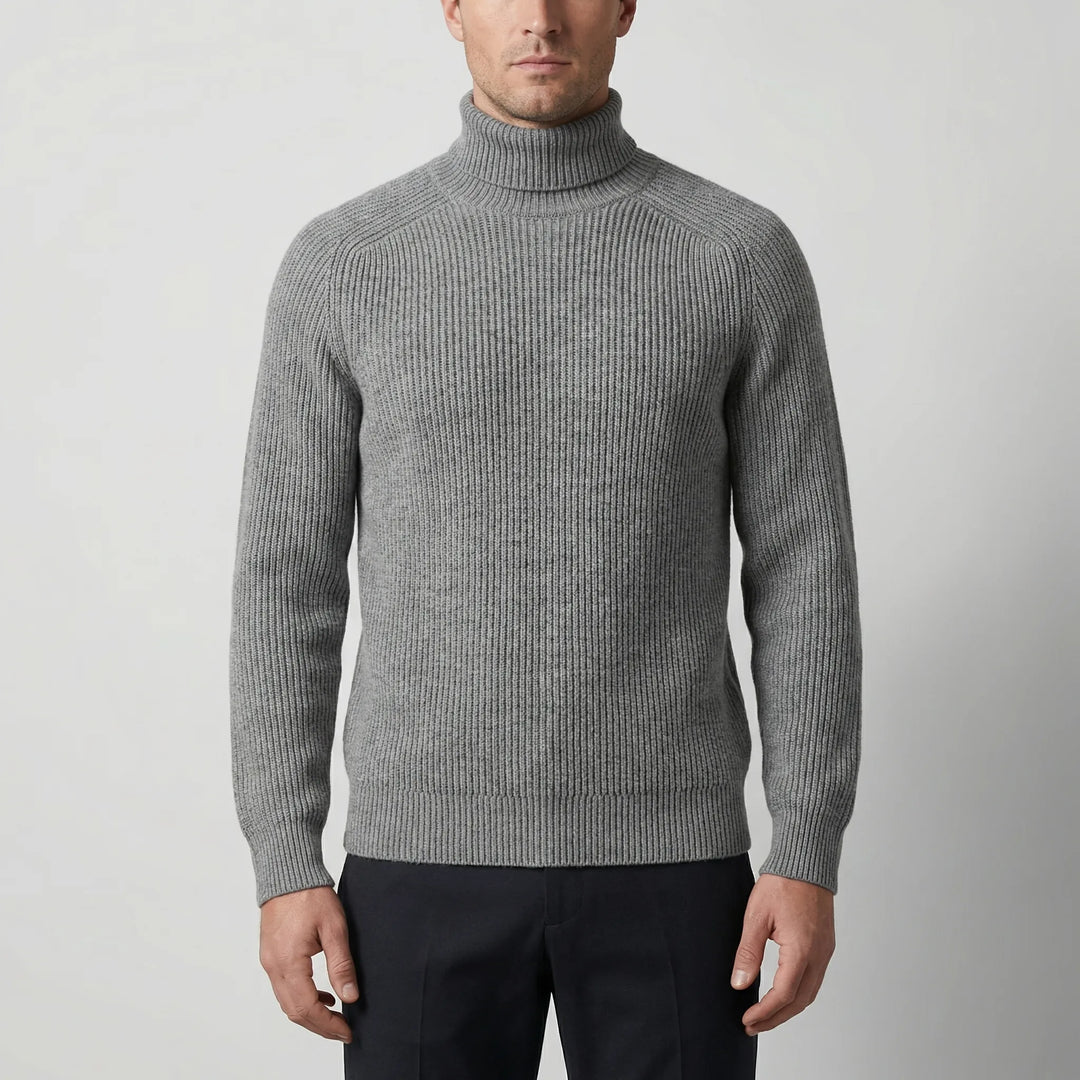Turtwick - Maglione classico a collo alto in maglia fine