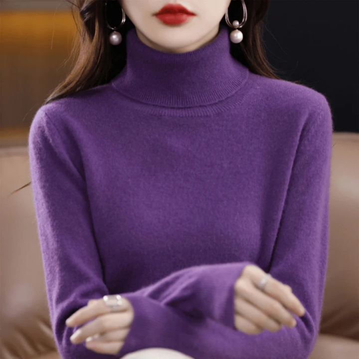 Maglione a collo alto in maglia fine da donna
