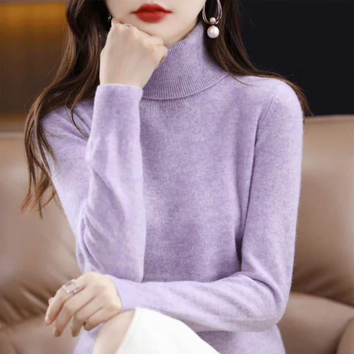 Maglione a collo alto in maglia fine da donna