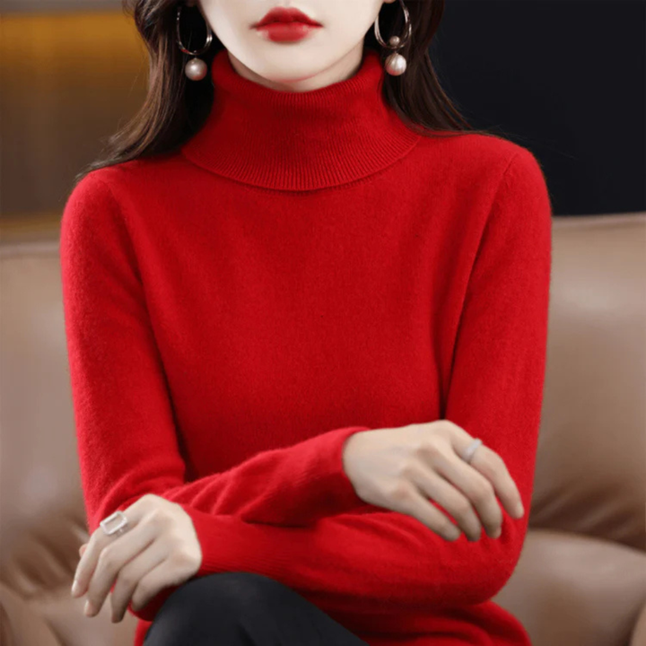 Maglione a collo alto in maglia fine da donna