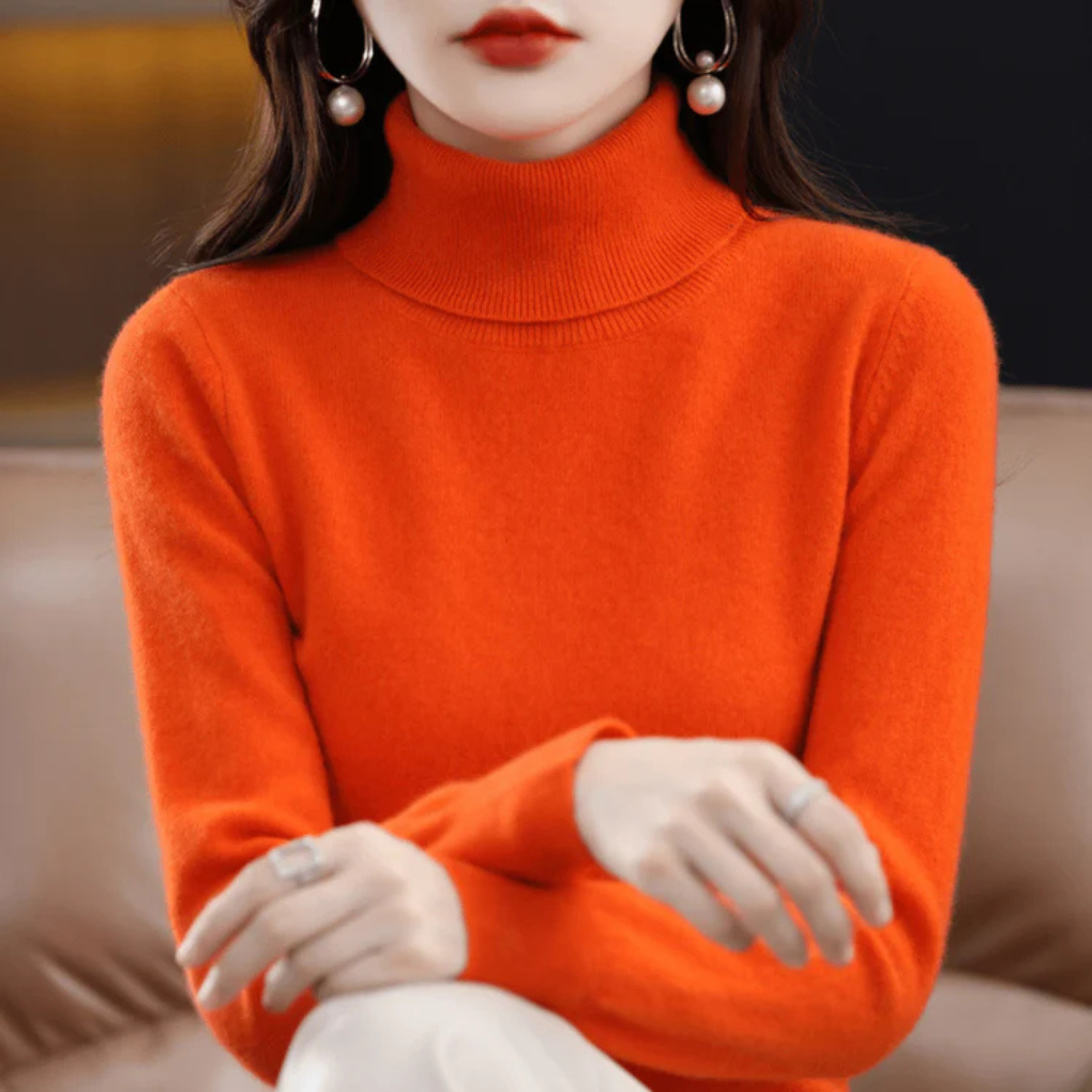 Maglione a collo alto in maglia fine da donna
