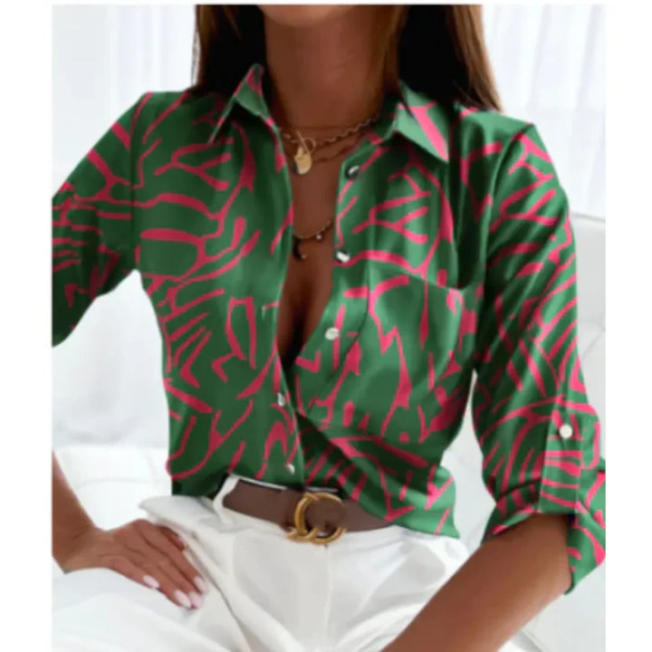 Blusa a Stampa Gradiente da Donna – Stile Celestiale per Uso Quotidiano