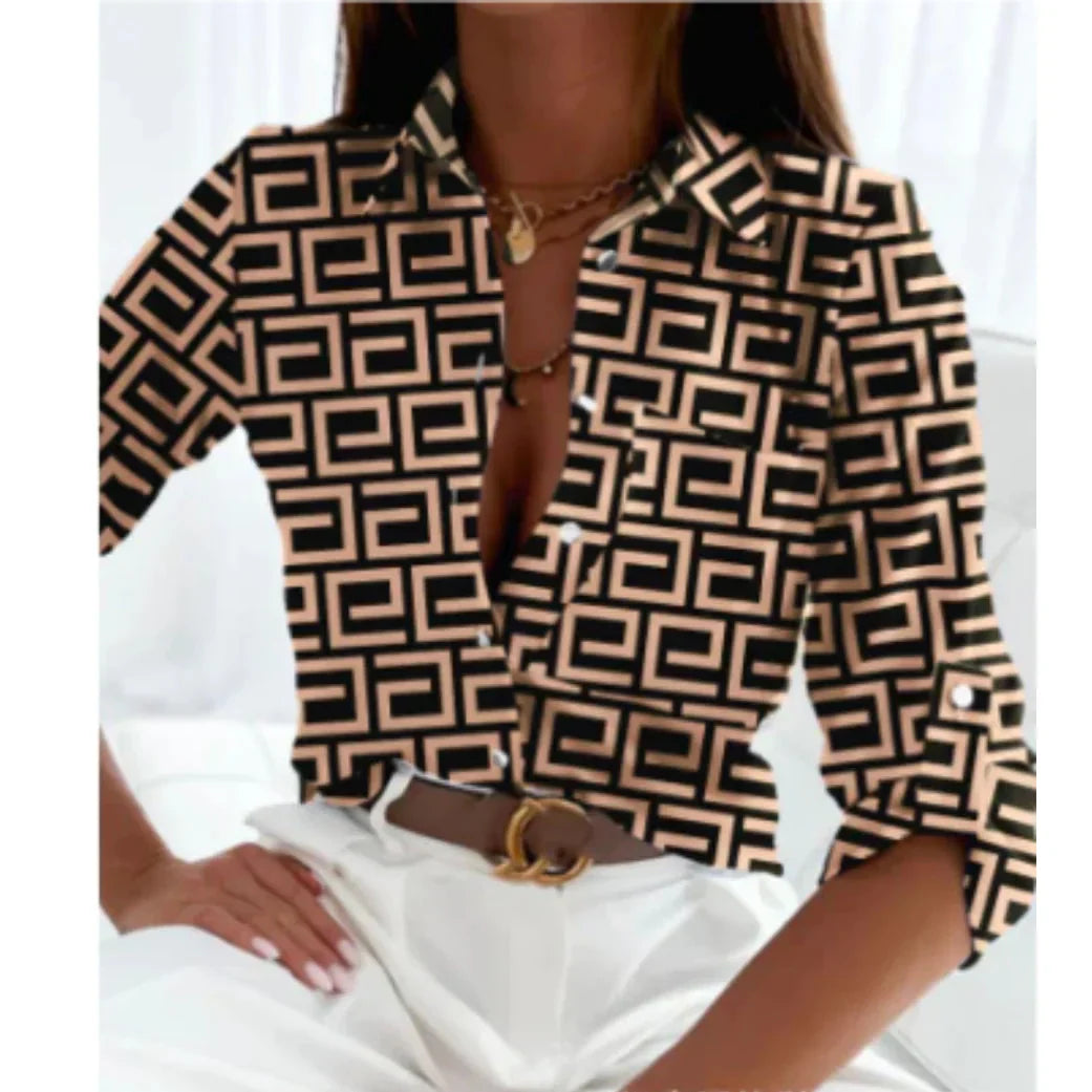 Blusa a Stampa Gradiente da Donna – Stile Celestiale per Uso Quotidiano