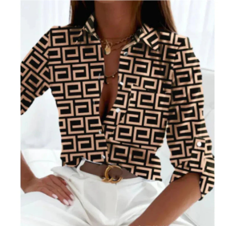 Blusa a Stampa Gradiente da Donna – Stile Celestiale per Uso Quotidiano