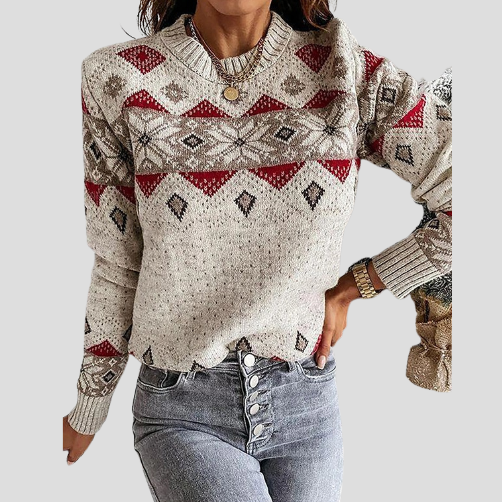 Maglione Lungo Manica Geometrico da Donna