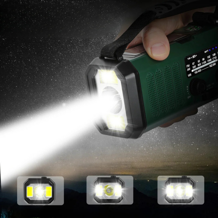 Radio di emergenza con manovella, pannello solare e funzione di power bank