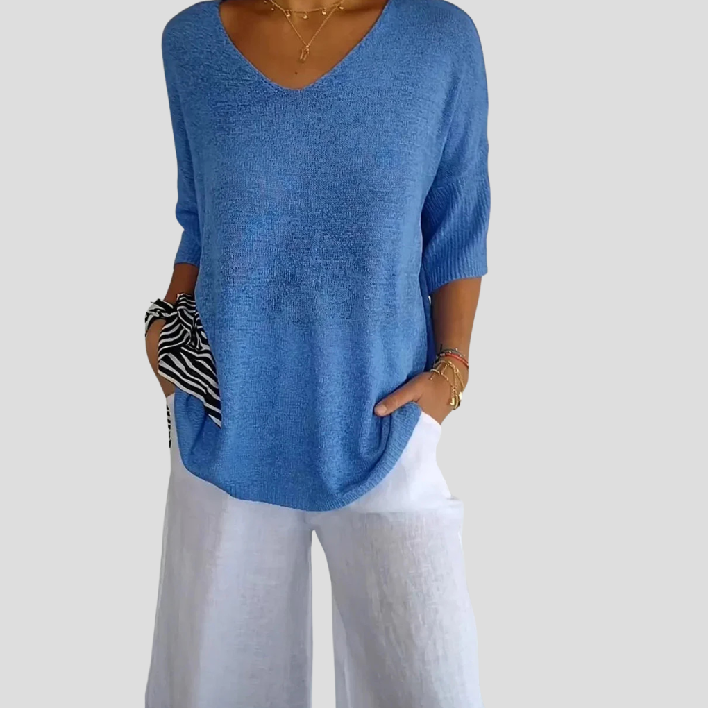 Top in Maglia a V per Donne – Stile Casual con Fascino Quotidiano