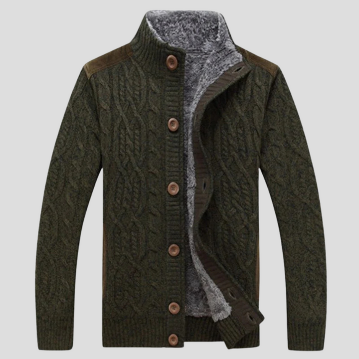 Cardigan Foderato in Pile da Uomo