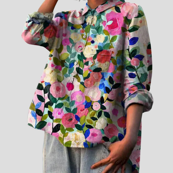 Blusa a Stampa Floreale da Donna – Stile Fiorente per Uso Quotidiano