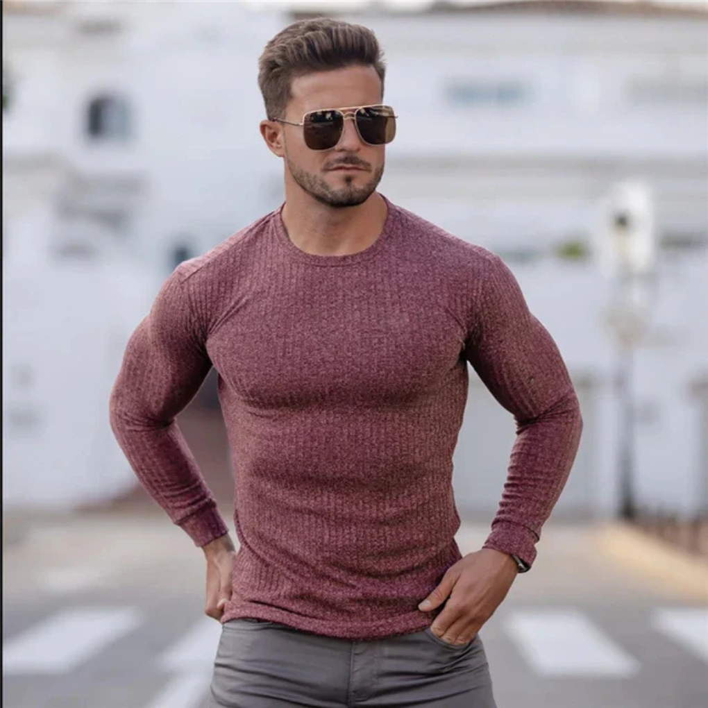 Maglione da uomo in jersey a collo crew - Strato casual con palette senza tempo