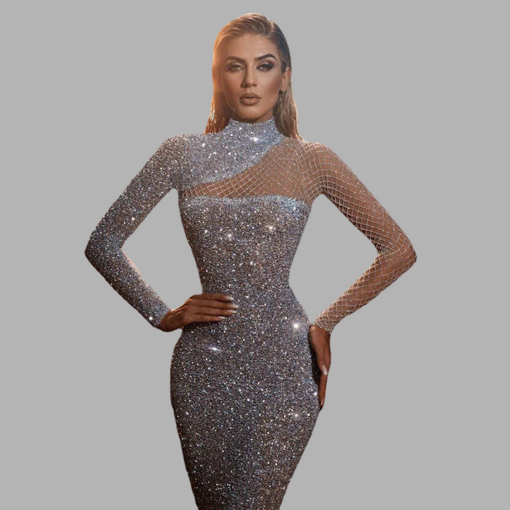 Abito Elegante Senza Spalline in Paillettes – Glamour Eccezionale per Eventi Speciali
