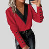 Blusa con Bottoni Anteriore per Donne con Maniche Gigot – Manica Dichiarazione con Eleganza Casual