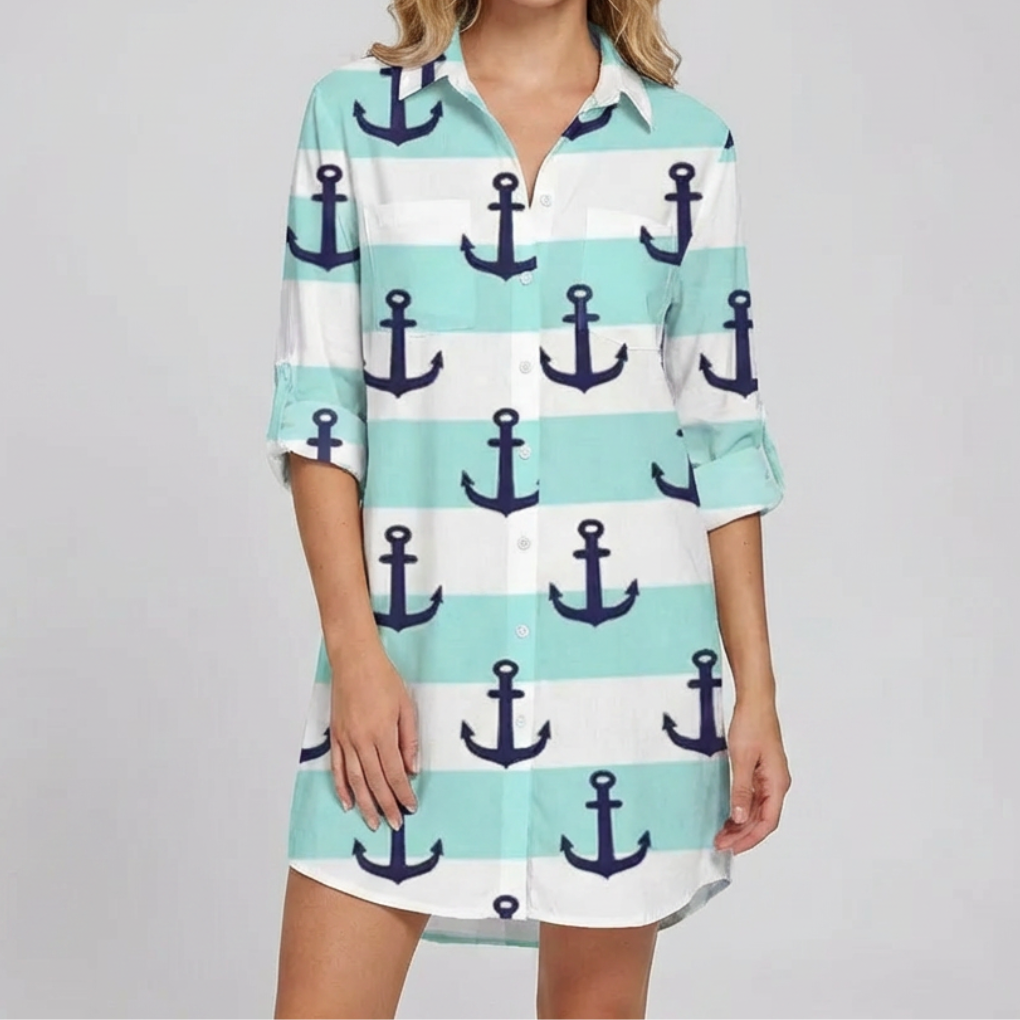 Abito Camicia con Bottoni Stampa Tie-Dye
