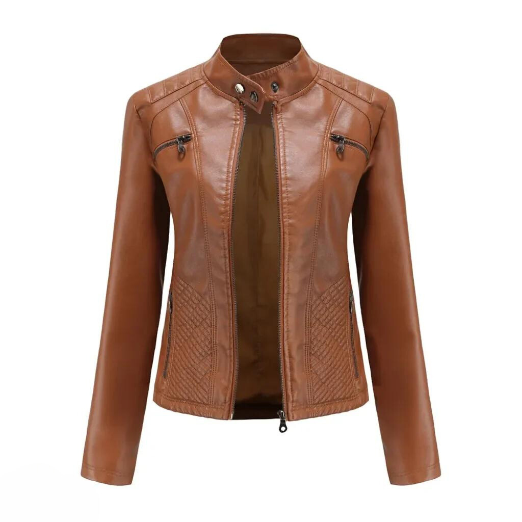 Giacca in pelle slim fit da donna