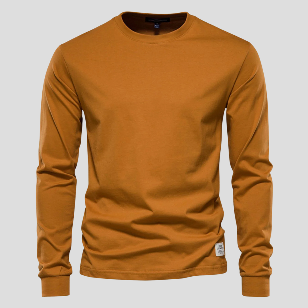 Camicia da Uomo a Maniche Lunghe con Collo Rotondo – Stile Classico Quotidiano