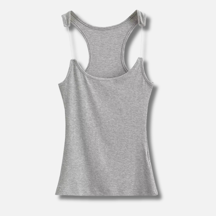 Canottiera Ribbed con Spalline Invisibili per Donne