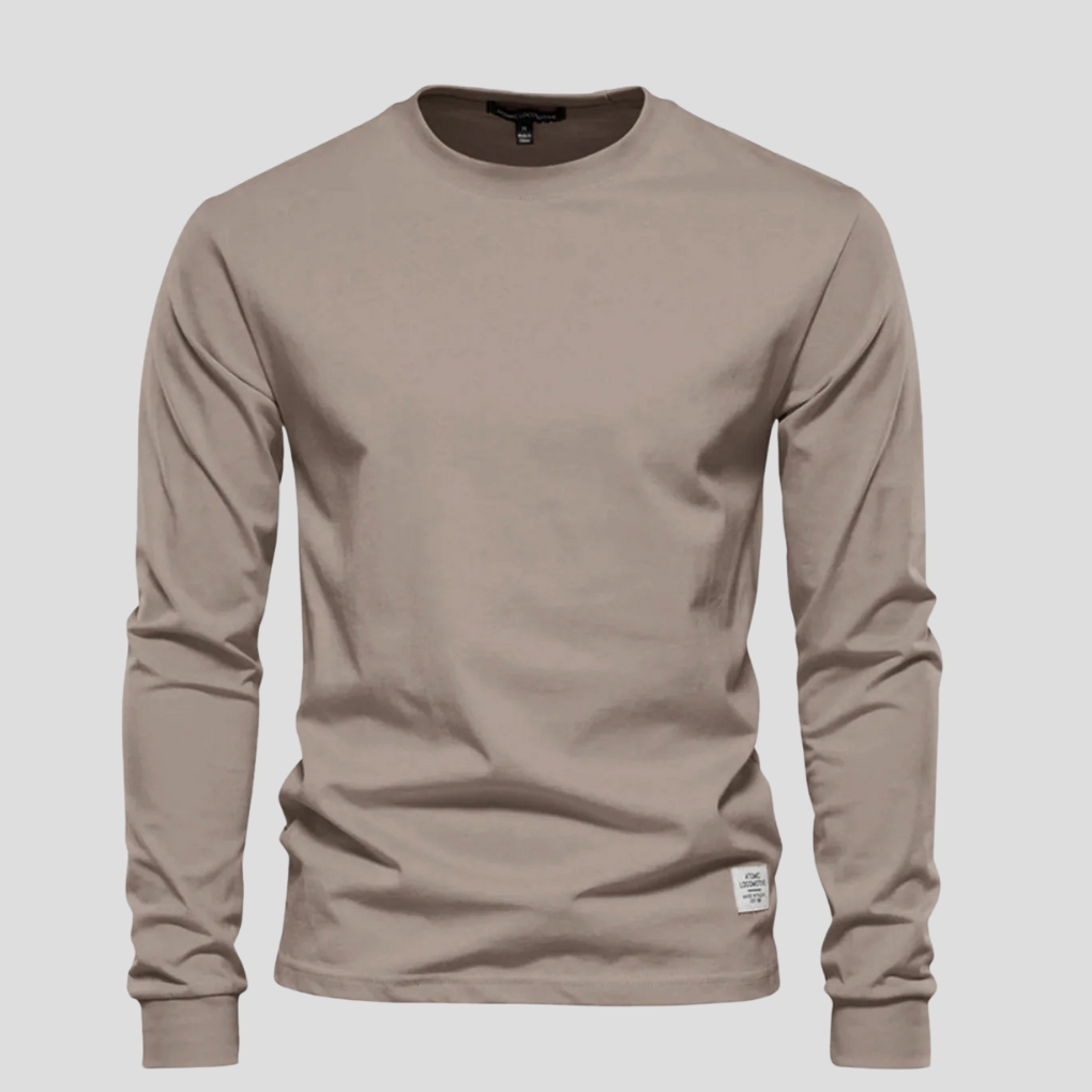 Camicia da Uomo a Maniche Lunghe con Collo Rotondo – Stile Classico Quotidiano