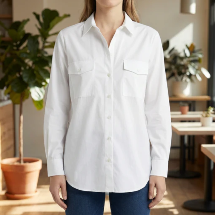 Blusa a Maniche Lunghe con Bottoni Fit Comodo