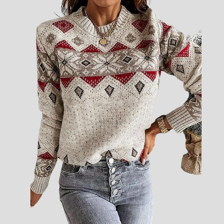 Maglione Lungo Manica Geometrico da Donna
