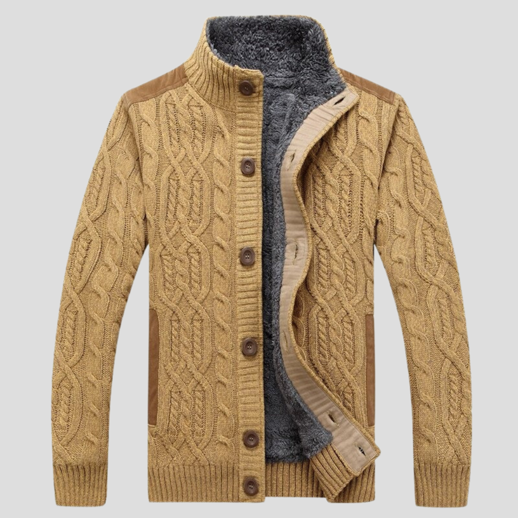 Cardigan Foderato in Pile da Uomo