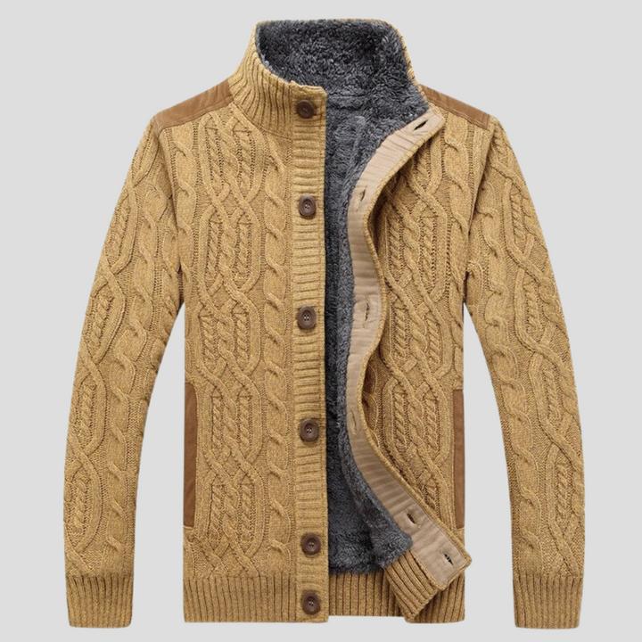Cardigan Foderato in Pile da Uomo