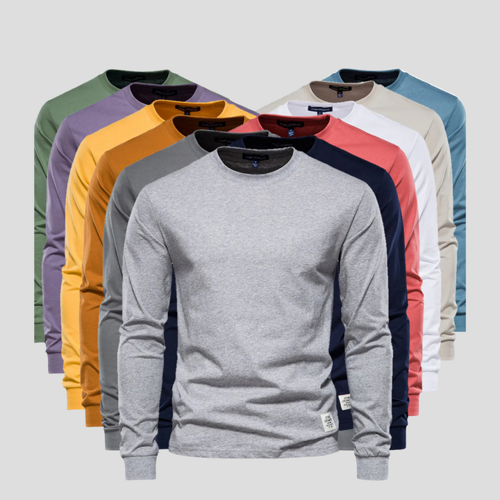 Camicia da Uomo a Maniche Lunghe con Collo Rotondo – Stile Classico Quotidiano